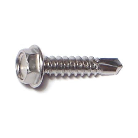 Self-Drilling Screw, #8 X 3/4 In, Zinc Plated Stainless Steel Hex Head Hex Drive, 100 PK